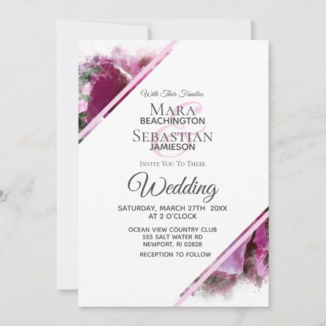 *~* Artistic Pink Peony Painting Wedding AR1 Invitation (Front)