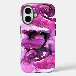 Artistic pink purple  modern watercolor flowers iPhone 16 case