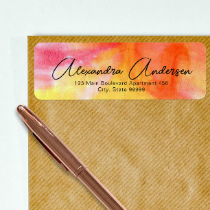 Artistic Pink Red Orange Yellow Chic Script Label