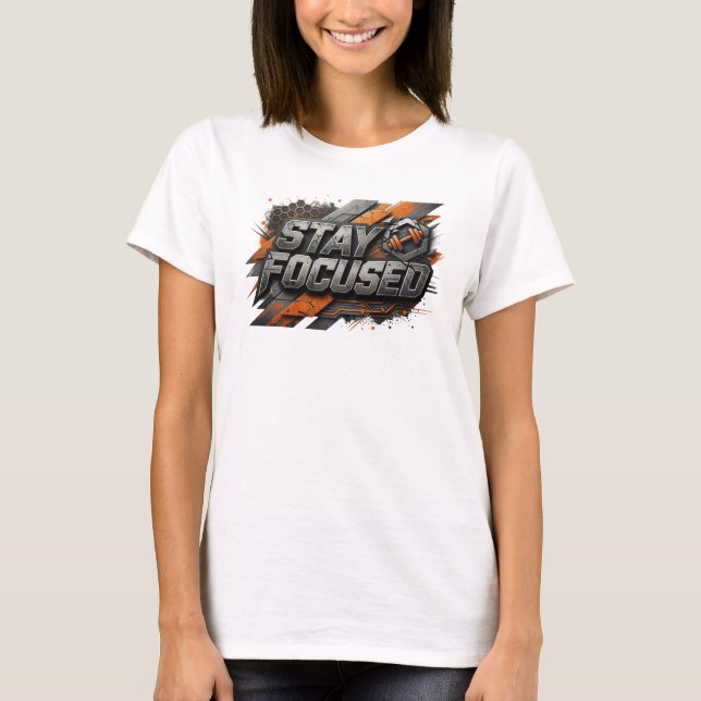Artistic Pink STAY FOCUSED Statement Tee (Front)