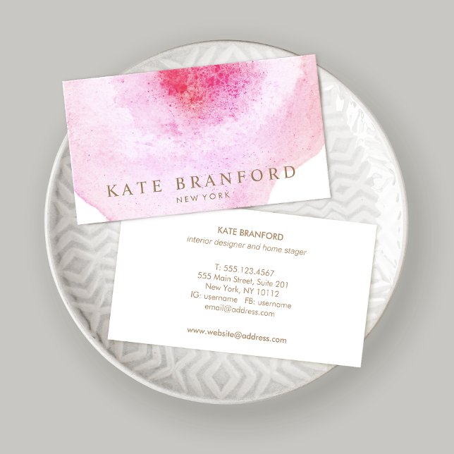 Artistic Pink Watercolor Large Floral Art Business Card (Creator Uploaded)