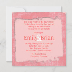 Artistic pink white paint wedding invitations