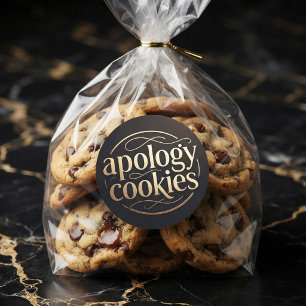 Artistic Playful Gold & Brown Apology Cookies Classic Round Sticker