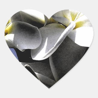 Artistic Plumeria Flowers Heart Sticker