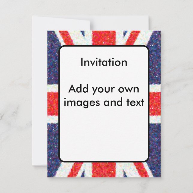 Artistic Pointillist UK Union Jack Flag Invitation (Front)