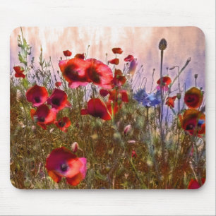 Artistic poppies mouse mat
