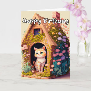 Artistic Posing Kitty Cat Illustration Card