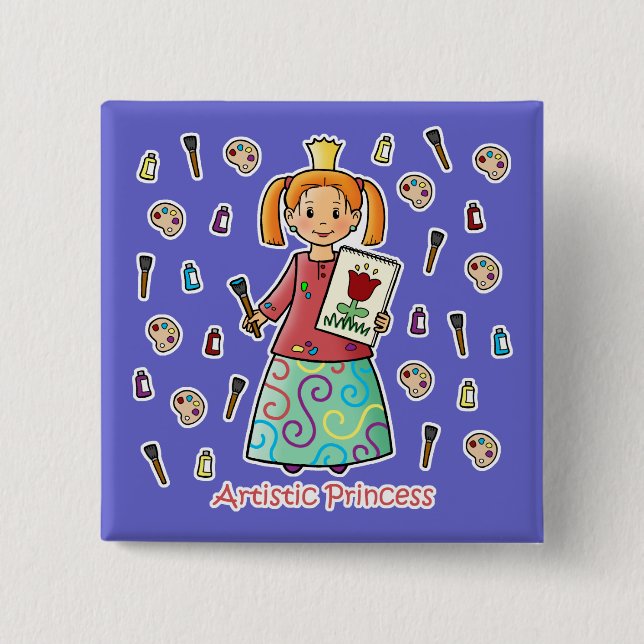 Artistic Princess 15 Cm Square Badge (Front)