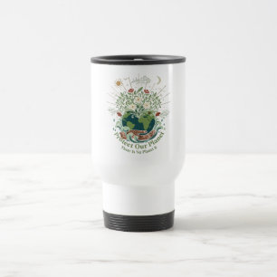 Artistic "Protect Our Planet" Vintage Floral Earth Travel Mug