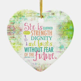 Artistic Proverbs 31:25 Ceramic Tree Decoration