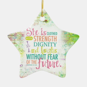 Artistic Proverbs 31:25 Ceramic Tree Decoration