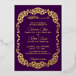 Artistic Purple Gold Floral Paisley Muslim Wedding