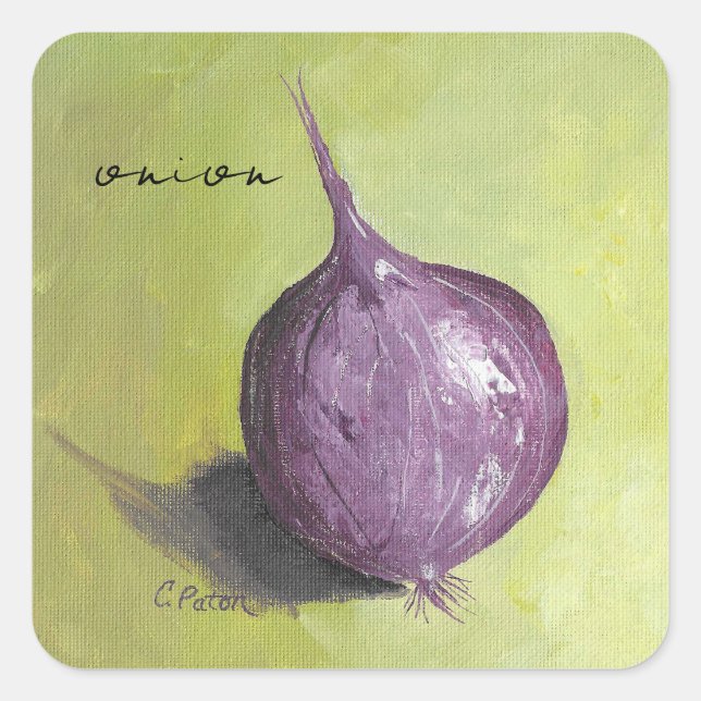 Artistic Purple Onion on Green Yellow Stickers (Front)