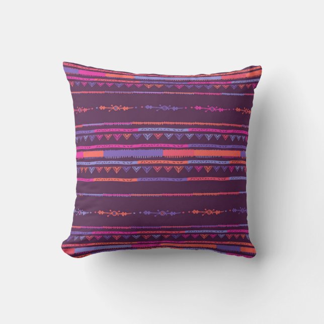 Artistic Purple Tribal Design Cushion (Front)