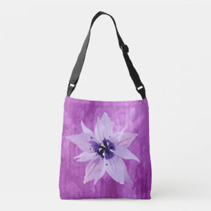 Artistic Purple Watercolor Flower Crossbody Bag