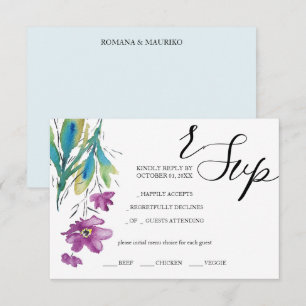 Artistic Purple Wildflower Watercolor Hand-painted RSVP Card