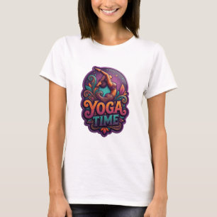 Artistic Purple YOGA TIME Text Design T-Shirt