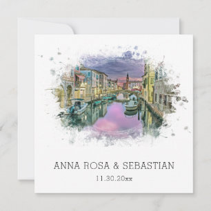 *~* Artistic QR POSITANO Italy AR20 RSVP Wedding Invitation