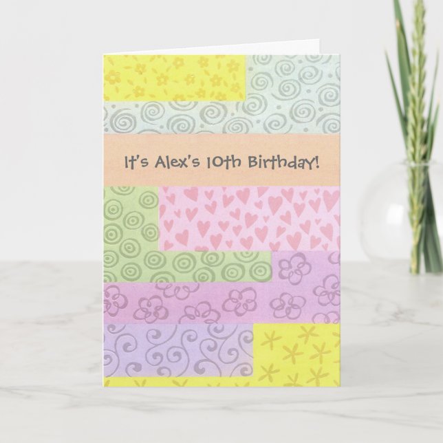 Artistic quilted shapes customisable invitations (Front)