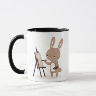 Artistic Rabbit Painting at an Easel Mug