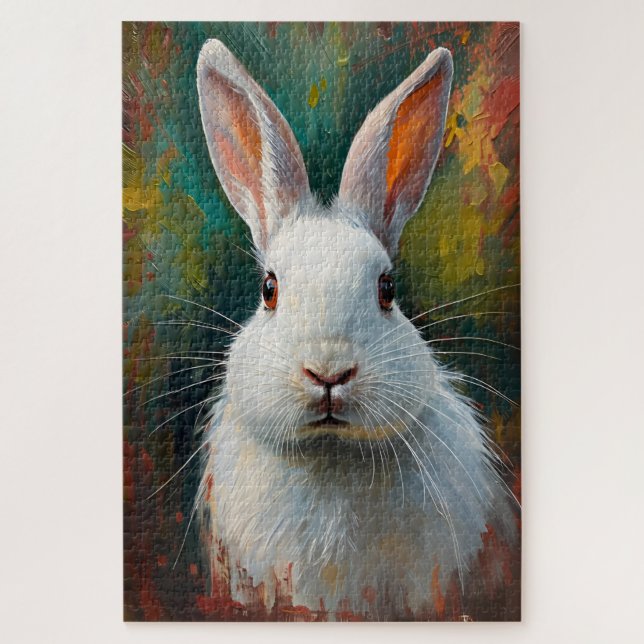 Artistic Rabbit Portrait – Vibrant Oil Painting Jigsaw Puzzle (Vertical)