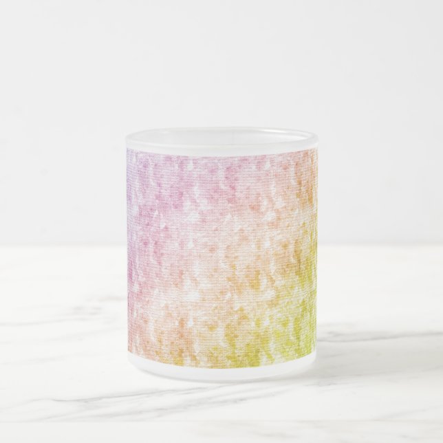 Artistic Rainbow Colours Striped Pattern Drinkware Frosted Glass Coffee Mug (Center)