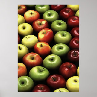 Artistic Red and Green Apples Displayed Poster