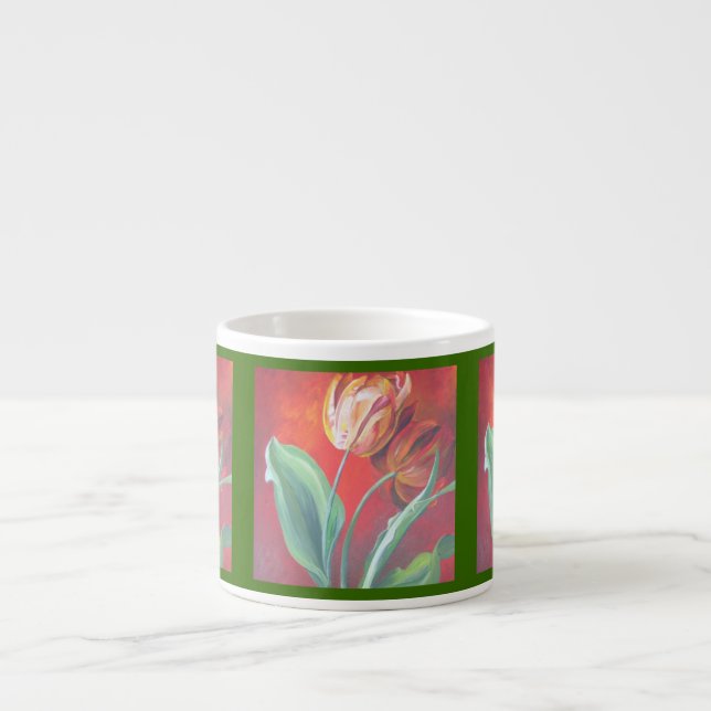 Artistic Red and Yellow Tulips Espresso Cup (Front)