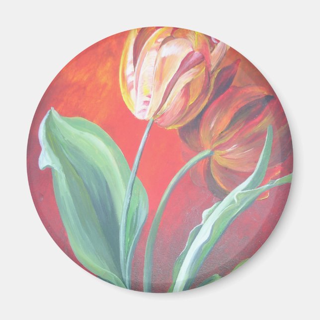 Artistic Red and Yellow Tulips Magnet (Front)