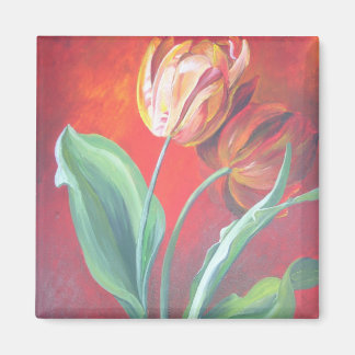 Artistic Red and Yellow Tulips Magnet
