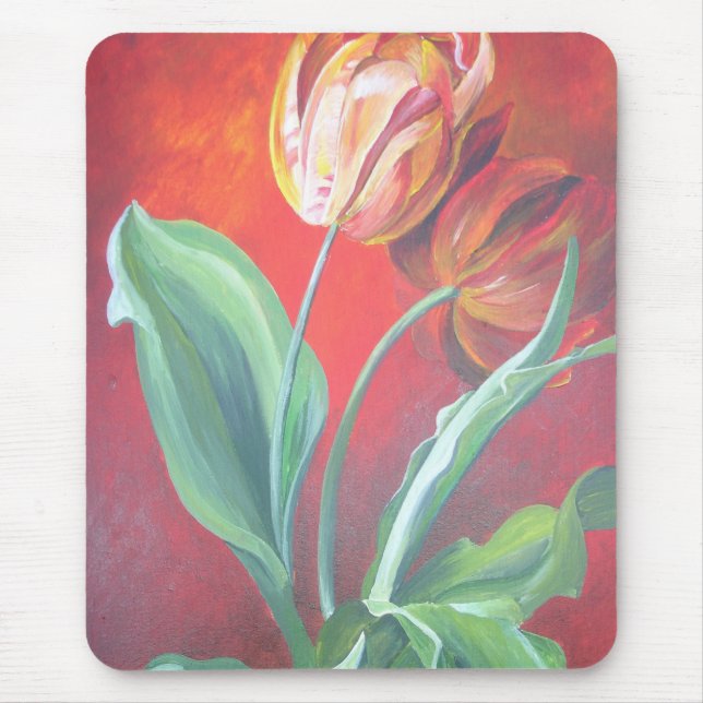 Artistic Red and Yellow Tulips Mouse Mat (Front)
