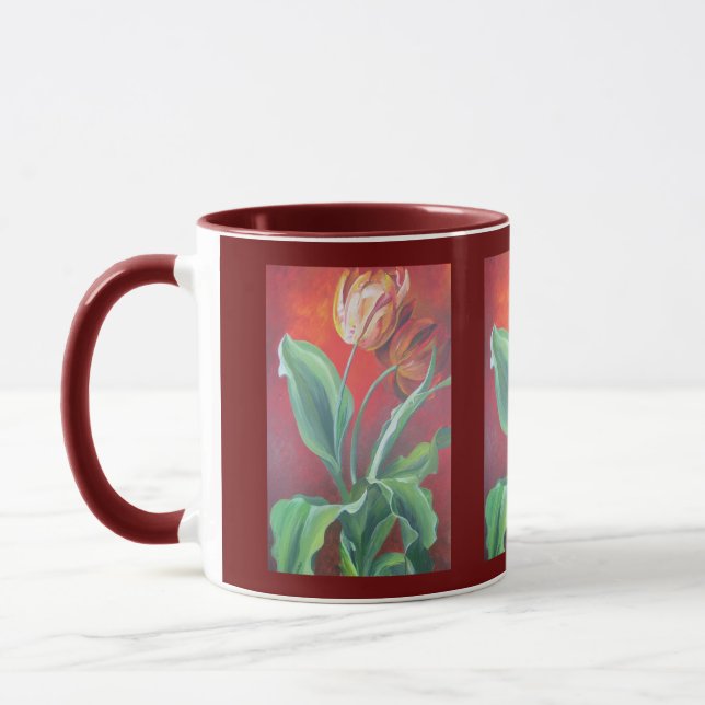 Artistic Red and Yellow Tulips Mug (Left)