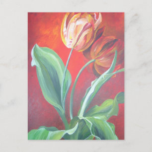 Artistic Red and Yellow Tulips Postcard
