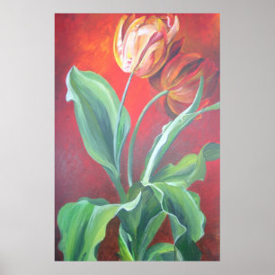 Artistic Red and Yellow Tulips Poster