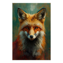 Artistic Red Fox Portrait – Vibrant Oil Painting