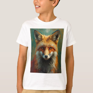 Artistic Red Fox Portrait – Vibrant Oil Painting T-Shirt