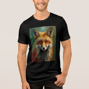 Artistic Red Fox Portrait – Vibrant Oil Painting Tri-Blend Shirt