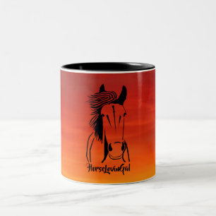 Artistic Red/Orange Horse Lovin' Gal Mug