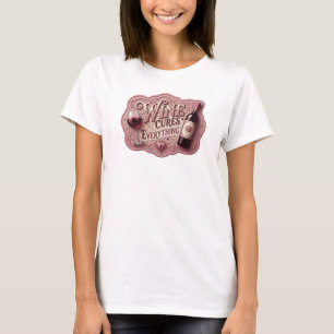Artistic Red WINE CURES EVERYTHING Artistic Motif T-Shirt