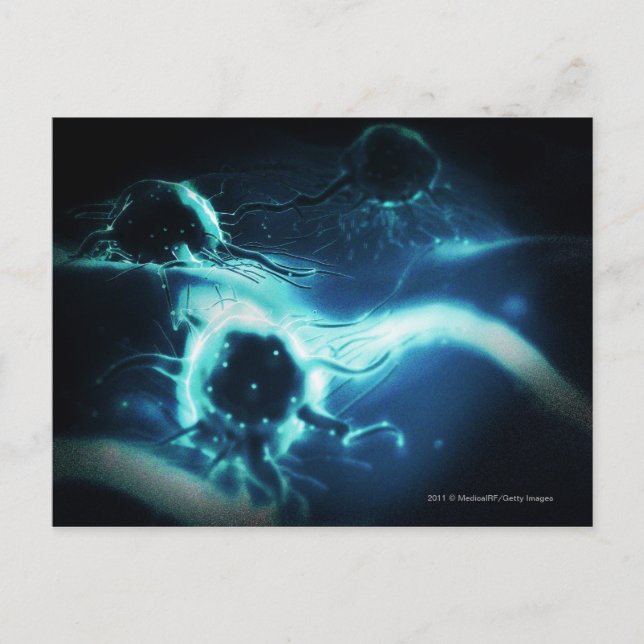 Artistic rendering of cancer cells postcard (Front)
