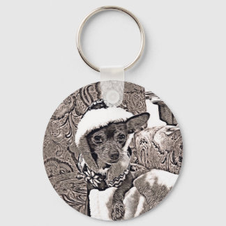 Artistic Rendering of Chihuahua with Hoodie Key Ring