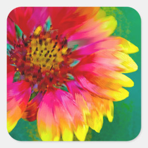 Artistic rendition of Indian Blanket flower Square Sticker
