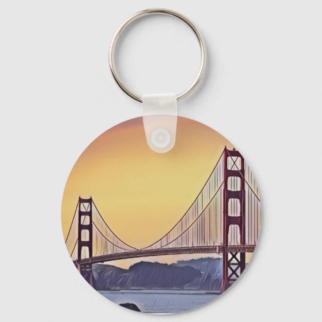 Artistic Rendition of the Golden Gate Bridge Keych Key Ring (Front)