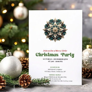 Artistic retro Christmas snowflake party invites