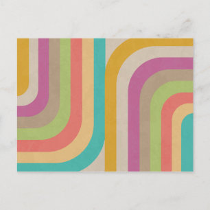 Artistic Retro Rainbow Groove Pattern Postcard