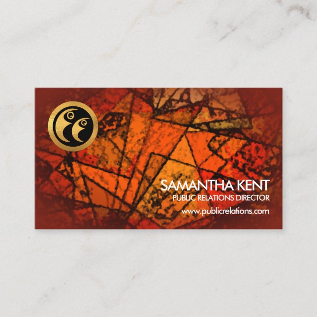 Artistic Retro Stain Glass Grunge Public Relations Business Card (Front)