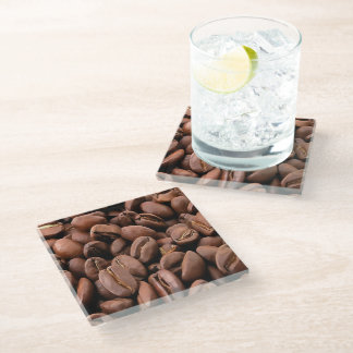 Artistic Roasted Coffee Beans Glass Coaster
