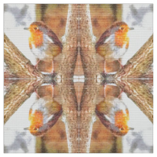 Artistic Robin Redbreast Perched Fabric