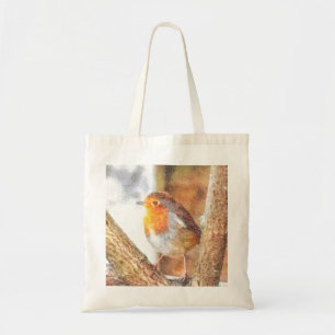 Artistic Robin Redbreast Perched Tote Bag