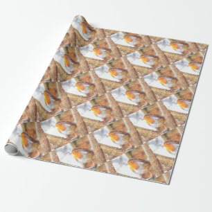 Artistic Robin Redbreast Perched  Wrapping Paper